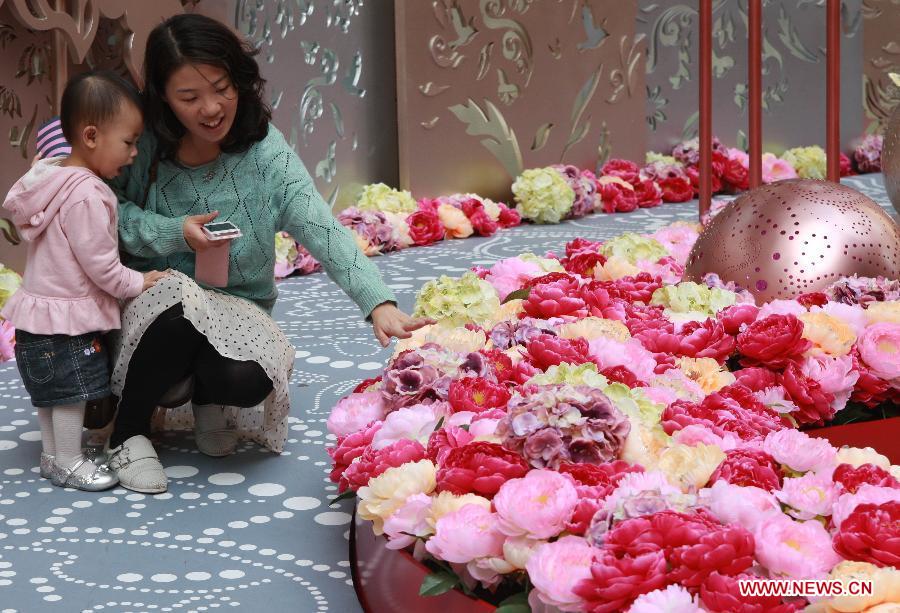 Flower decoration to embrace comping Spring Festival in Hong Kong