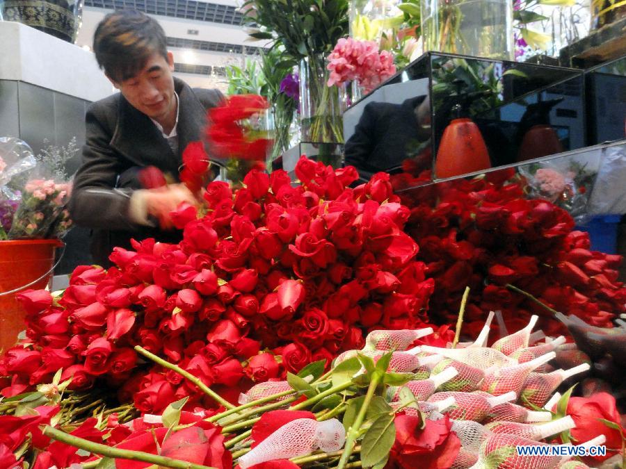 Flowers prepared for sales peak during upcoming Valentine's Day 