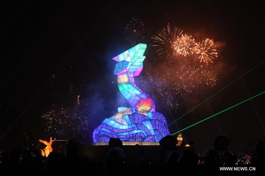 Photo taken on Feb. 24, 2013 shows colored lanterns at the Taiwan Lantern Festival in Hsinchu, southeast China's Taiwan. 