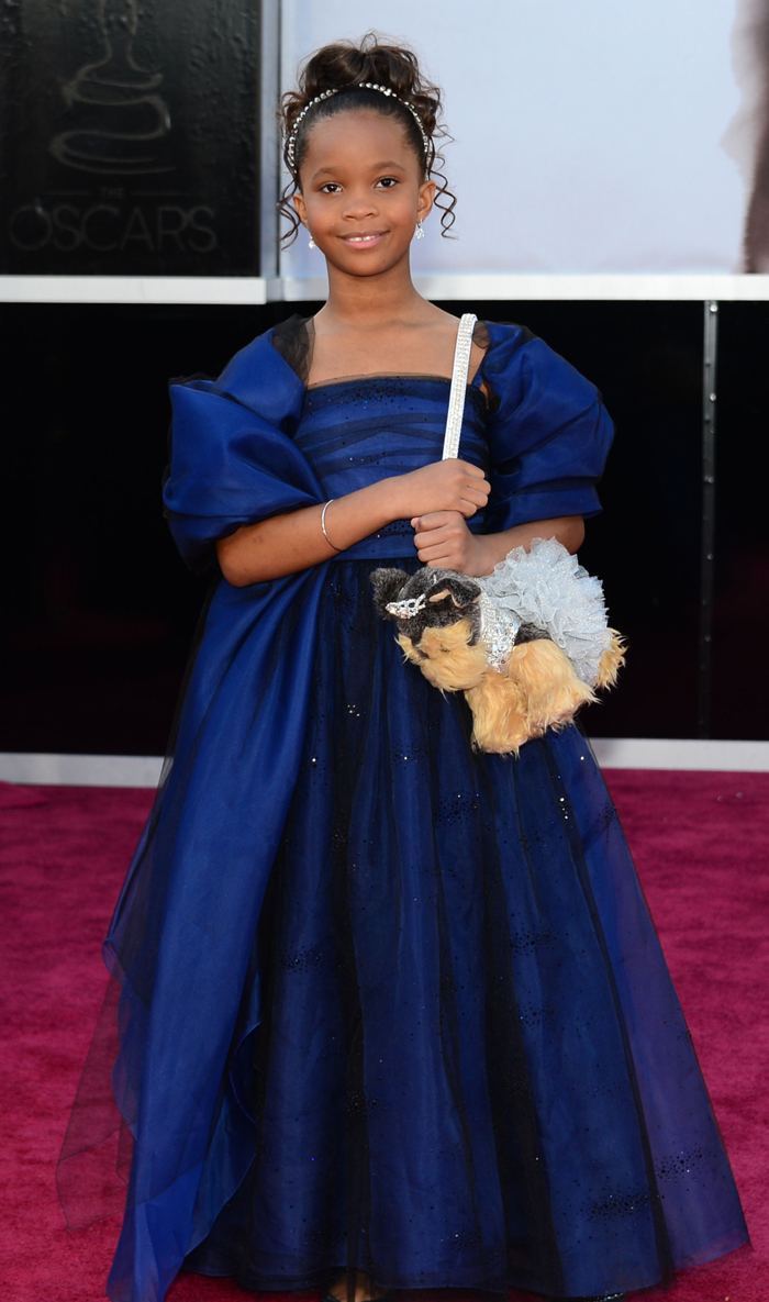 Best Actress nominee QuvenzhanWallis arrives on the red carpet for the 85th Annual Academy Awards on February 24, 2013 in Hollywood, California.