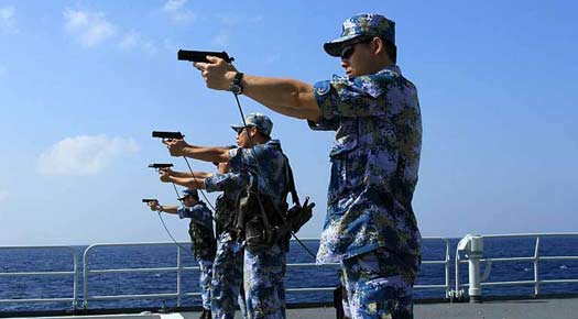 China's escort fleet to Somali in shooting exercise