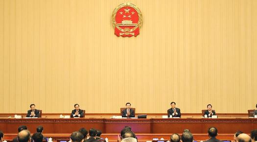 The presidium of the first session of the 12th National People's Congress (NPC) holds their first meeting at the Great Hall of the People in Beijing, capital of China, March 4, 2013. (Xinhua/Lan Hongguang) 