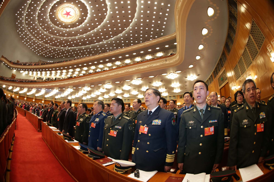 The First Session of the 12th National People's Congress (NPC) starts at 9:00 a.m. Tuesday at the Great Hall of the People in Beijing. Premier Wen Jiabao delivers a report on the work of the central government. [Xinhua]