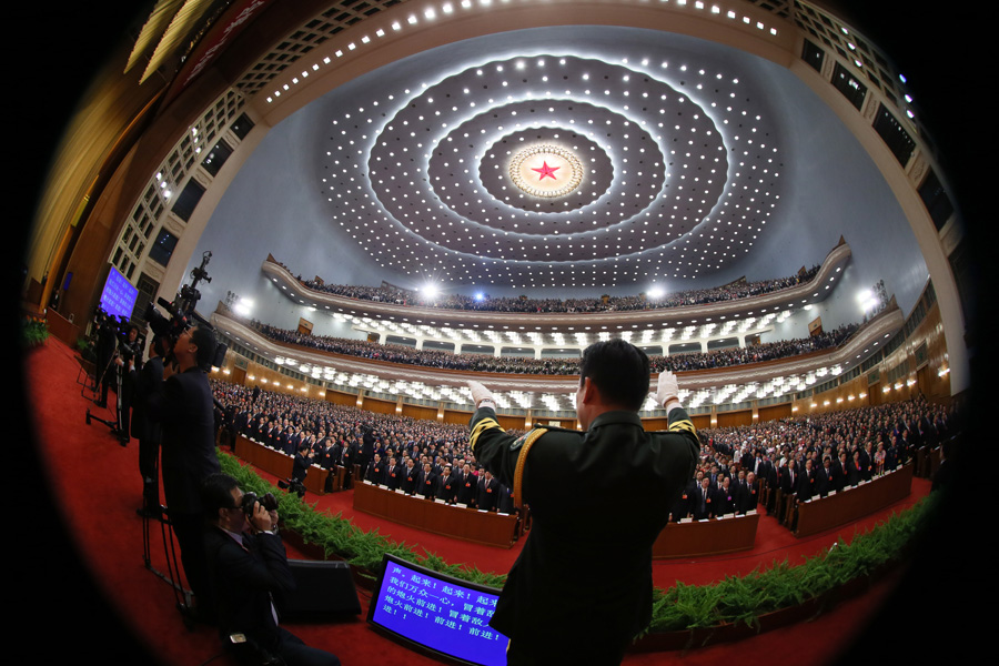 The First Session of the 12th National People's Congress (NPC) starts at 9:00 a.m. Tuesday at the Great Hall of the People in Beijing. Premier Wen Jiabao delivers a report on the work of the central government. [Xinhua]