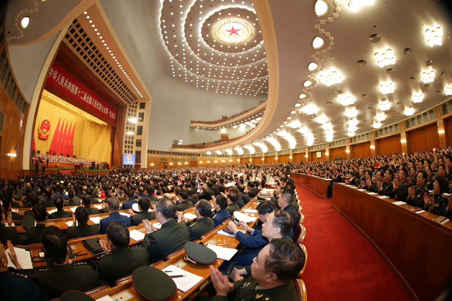 The First Session of the 12th National People's Congress (NPC) starts at 9:00 a.m. Tuesday at the Great Hall of the People in Beijing. Premier Wen Jiabao delivers a report on the work of the central government. [Xinhua]