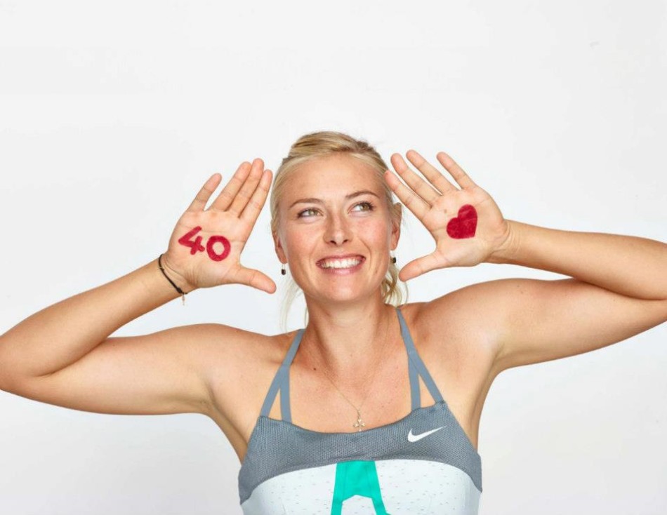 Maria Sharapova showcases 40 LOVE logo, which is launched by WTA to celebrate four spectacular decades of women's tennis in 2013. 