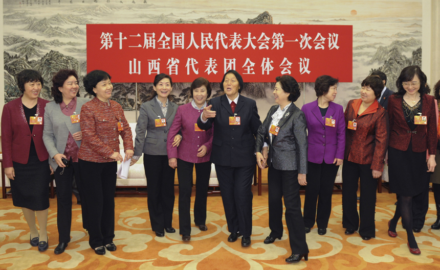 The plenary meeting of the first session of the 12th National People’s Congress (NPC) at the Great Hall of the People in Beijing on March 8, 2013. In the picture, deputies to the NPC attends the meeting. 