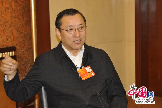 Lian Ji, a deputy to the National People’s Congress, Standing Committee member of the CPC Gansu Provincial Committee, and director of the Gansu Provincial Publicity Department, is interviewed by China.org.cn.[Zhang Fang/China.org.cn]