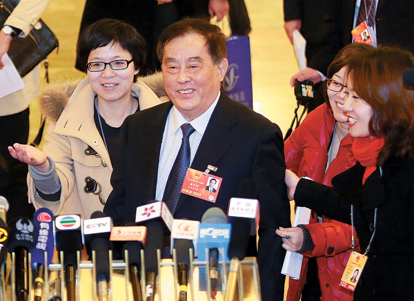 Sheng Guangzu, minister of railways, is the center of media attention on Sunday after a government reshuffle plan proposes to scrap his ministry. [Photo / China Daily]