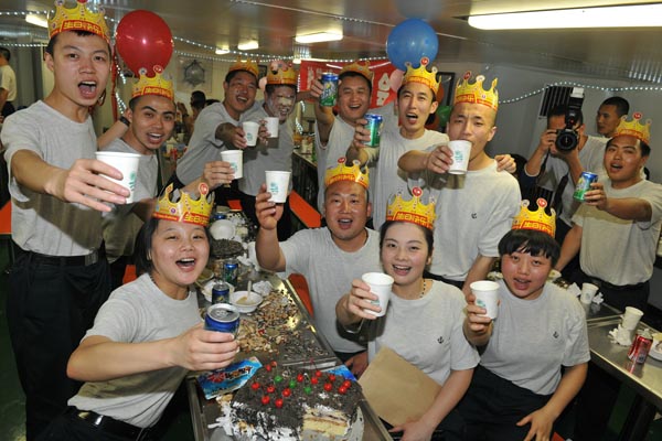 Birthday party on board [Photo by Wang Changsong]