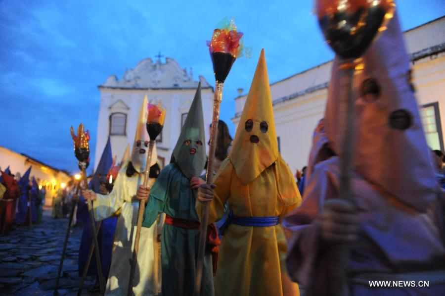 Children attend Holy Week Parade for Peace in Brazil