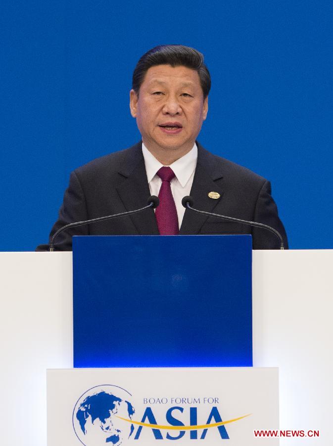 Chinese President Xi Jinping delivers a keynote speech at the opening ceremony of the Boao Forum for Asia (BFA) Annual Conference 2013 in Boao, south China's Hainan Province, April 7, 2013. [Photo/Xinhua]