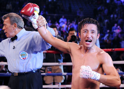Zou Shiming reacts after his win in Macau on Saturday.  
