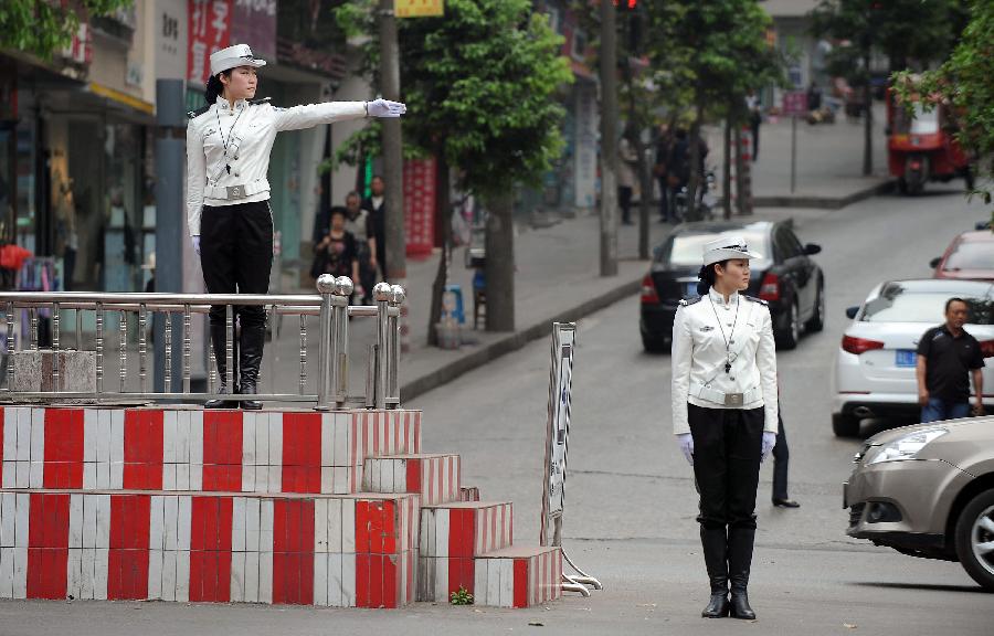 Traffic policewomen in China&apos;s Sichuan 