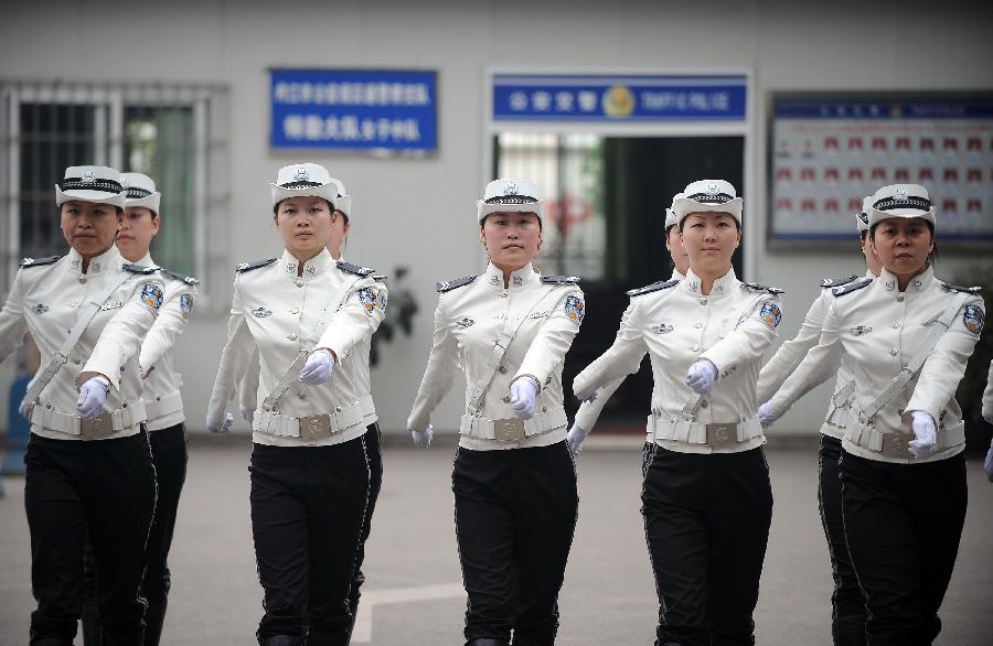 Traffic policewomen in China&apos;s Sichuan 