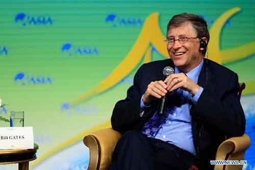 Co-chair and Trustee of Bill and Melinda Gates Foundation Bill Gates, who is also the founder of Microsoft, speaks on a Boao Dialogue under the theme of 'Investment for the Poor' during this year's annual meeting of the Boao Forum for Asia in Boao, south China's Hainan Province, April 6, 2013.