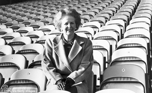  Thatcher at Bradford's rebuilt ground after it was reopened following the fire.
