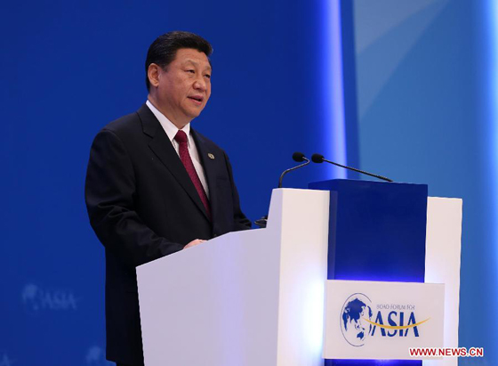 Chinese President Xi Jinping delivers a keynote speech at the opening ceremony of the Boao Forum for Asia (BFA) Annual Conference 2013 in Boao, south China's Hainan Province, April 7, 2013. [Photo/Xinhua]