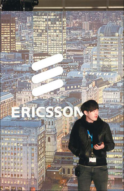 Ericsson AB's pavilion at the Mobile World Congress in Barcelona, Spain, in February. Analysts say the company's latest move to buy Microsoft Corp's Mediaroom will help Ericsson further explore the Chinese market. [China Daily]