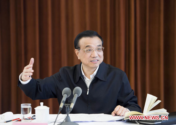 Chinese Premier Li Keqiang, also a member of the Standing Committee of the Political Bureau of the Communist Party of China (CPC) Central Committee, speaks during an economic work conference in east China's Shanghai Municipality, March 29, 2013. 