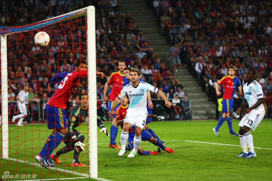 Victor Moses' (right) header opened the scoring for Chelsea.