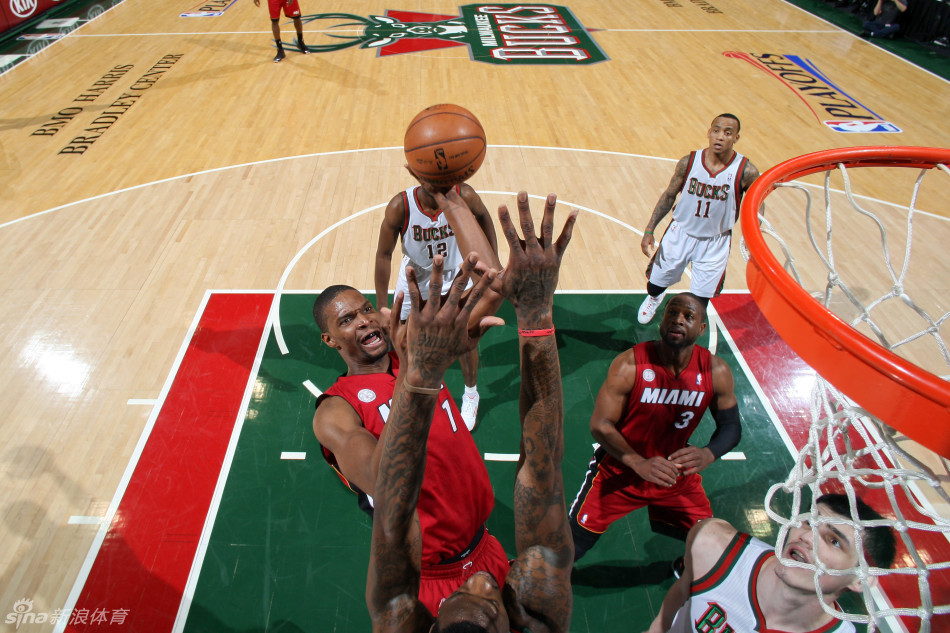 Chris Bosh makes a hook against Sanders.