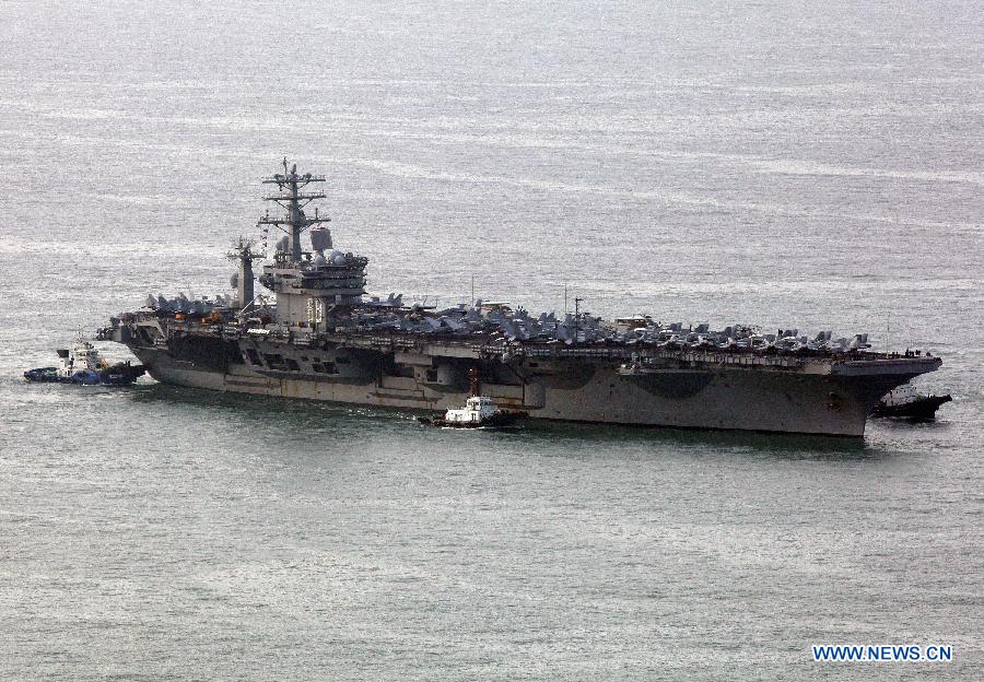 USS Nimitz arrives in Busan to join S. Korea-U.S. joint drill