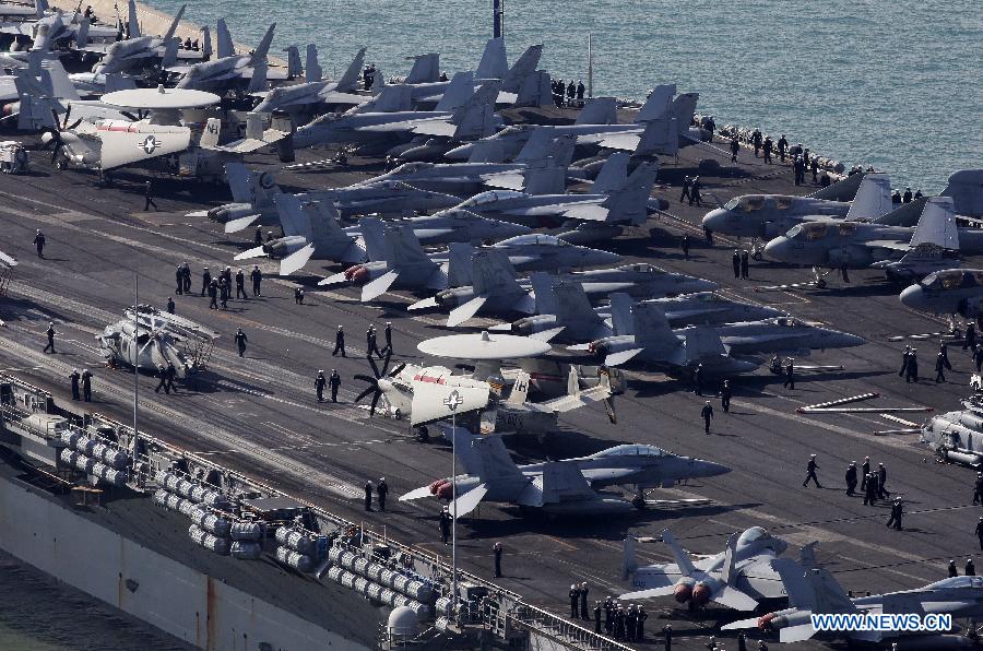 USS Nimitz arrives in Busan to join S. Korea-U.S. joint drill