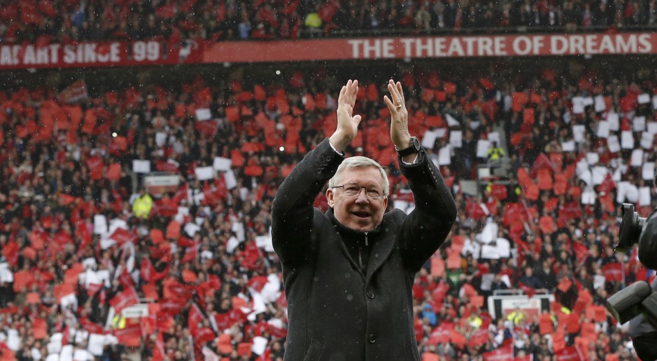 Ferguson claps his baying audience as he came onto the pitch to cheers from the home crowd.