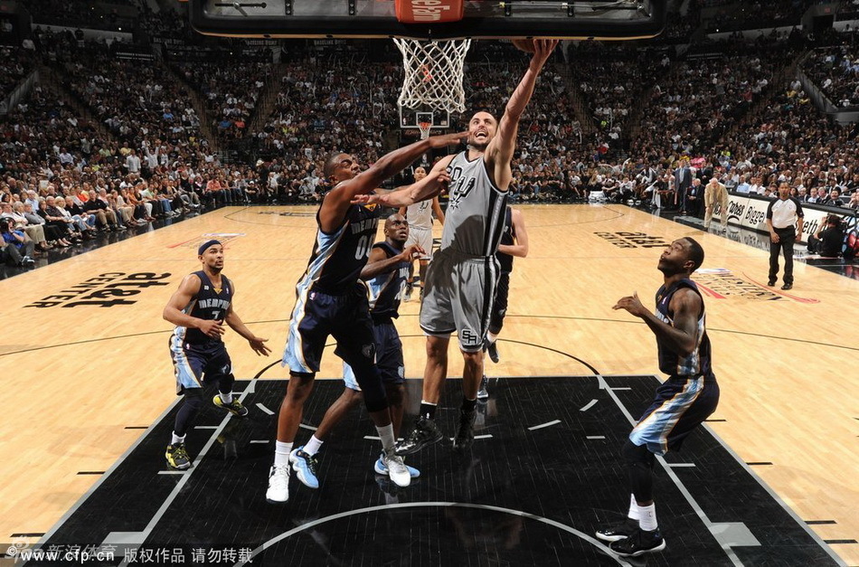 Manu Ginobilli goes up for a basket. 