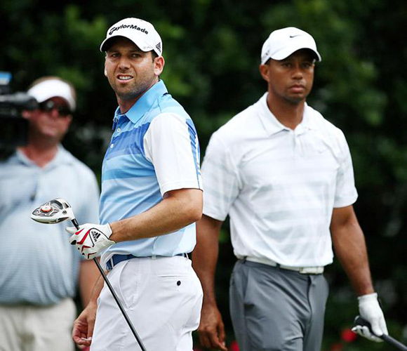 Tiger Woods (R) and Sergio Garcia have been at each other's throats for almost 10 years.