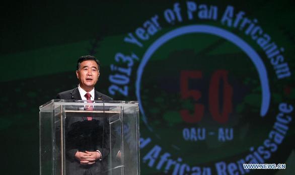 Chinese President Xi Jinping's special envoy and Vice Premier Wang Yang addresses a ceremony to mark the 50th anniversary of the founding of the Organization for African Unity (OAU), in Addis Ababa, Ethiopia, May 25, 2013. [Xinhua] 
