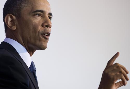 US President Barack Obama speaks about his administration's drone and counterterrorism policies, as well as the military prison at Guantanamo Bay, at the National Defense University in Washington, DC, May 23, 2013. [Xinhua/AFP]   