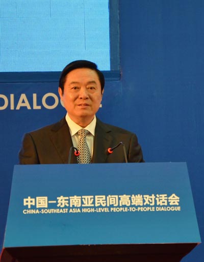 Liu Qibao, a member of the Political Bureau and minister of the Publicity Department of the Central Committee of the Communist Party of China, delivers a speech at the China-Southeast Asia High-Level People-to-People Dialogue Conference in Nanning, May 3, 2013. [Gong Yingchun/China.org.cn]