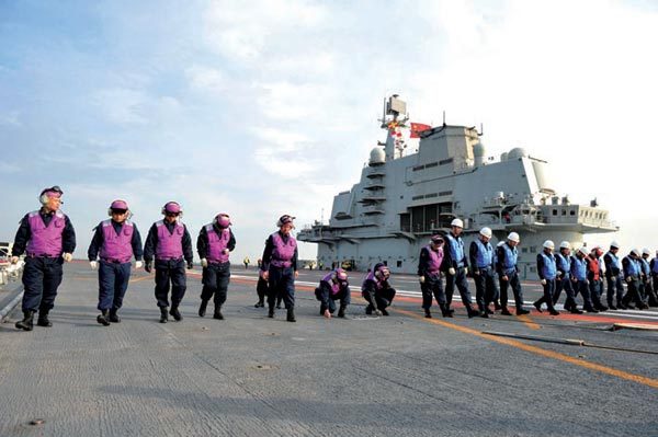 A photo of China&apos;s aircraft carrier &apos;Liaoning&apos; [Photo/Xinhua]