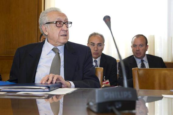 Joint Special Representative for Syria, Lakhdar Brahimi, at meeting in Geneva with senior officials of the United States and Russia. [Violaine Martin/UN Photo]