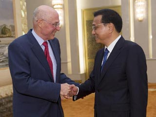 Chinese premier meets former US treasury secretary