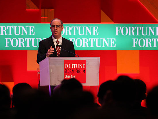 Andy Serwer, managing editor of Fortune, speaks at the Fortune Global Forum.