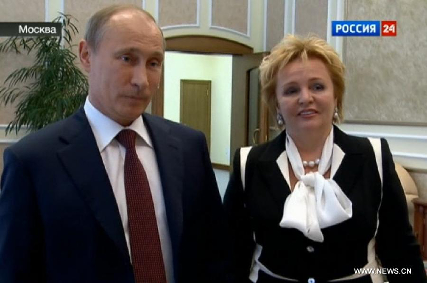 Image taken from video shows Russian President Vladimir Putin and his wife Lyudmila Putina being interviewed in a program on a local news TV channel on June 6, 2013. Putin and his wife Lyudmila Putina on Thursday announced their divorce.