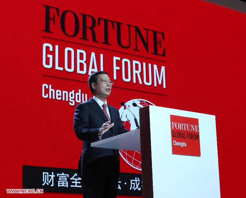 Chinese Vice Premier Zhang Gaoli delivers a speech at the gala dinner for the opening of the 2013 Fortune Global Forum (FGF) in Chengdu, capital of southwest China&apos;s Sichuan Province, June 6, 2013.