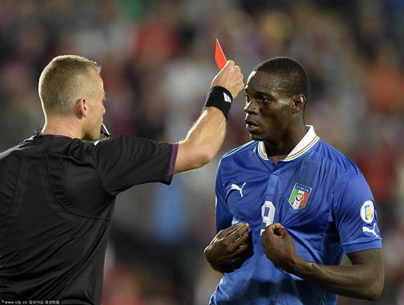 Mario Balotelli was sent off in the game.