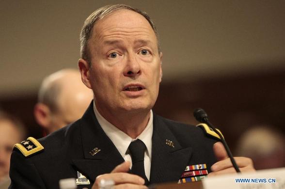 U.S. Army Gen. Keith Alexander, commander of the U.S. Cyber Command, director of National Security Agency (NSA), testifies before a Senate Appropriations Committee hearing in Washington D.C. on June 12, 2013. [Fang Zhe/Xinhua]