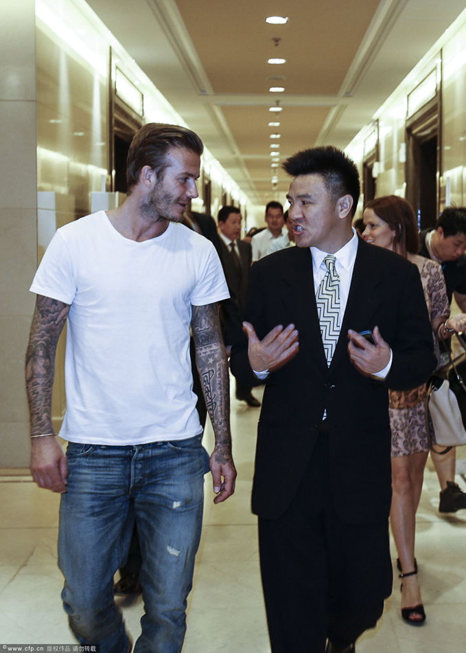 David Beckham arrives in Beijing on Monday, June 17, 2013 to start his China tour. 