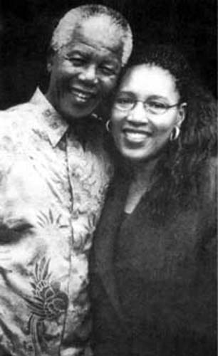 Former South African President Nelson Mandela (L) and his daughter 