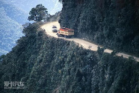 Old Yungas Road, Bolivia, one of the 'top 10 most dangerous roads in the world' by China.org.cn.