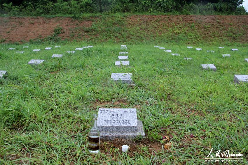 Gravestones lined up in proper order and all facing north.