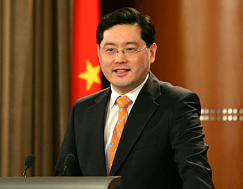 Foreign Ministry spokesman Qin Gang at a press conference in Beijing. [File photo]