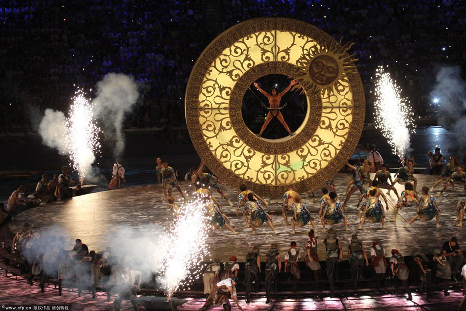 Art performance at the opening ceremony of Kazan 2013 Summer Universiade on July 06, 2013 in Kazan, Russia. 