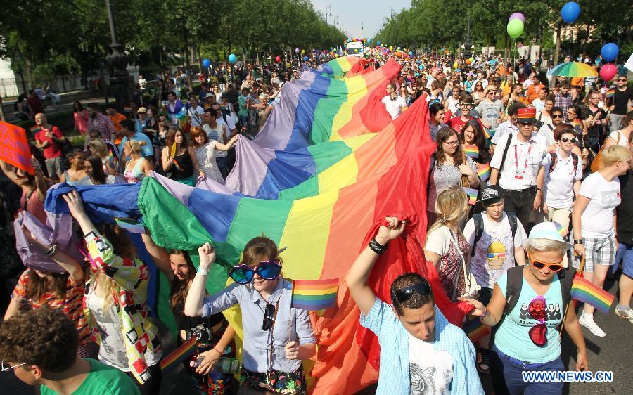 Gay Pride Parade held in Budapest, Hungary