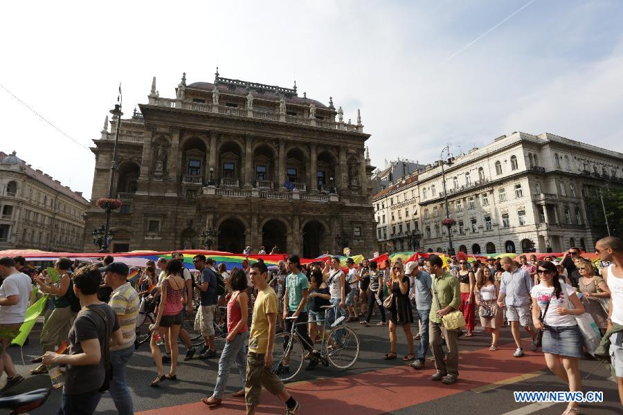 Gay Pride Parade held in Budapest, Hungary